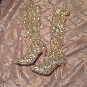 Gold Sequin Boots